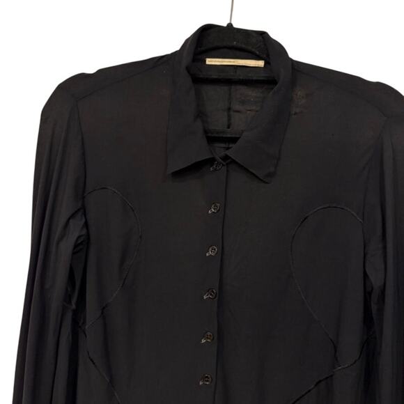 Marithe Francois Girbaud Womens Top Button Up Long Sleeve Size 6 Y2K Black - Picture 2 of 13
